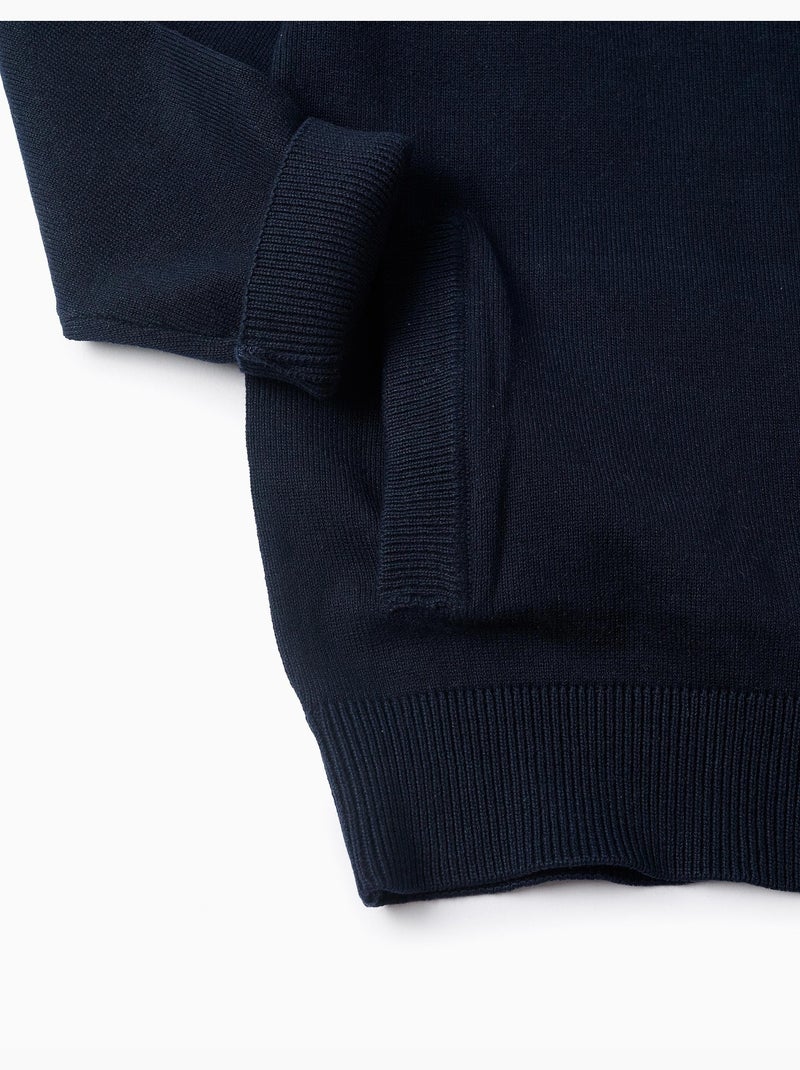 Gilet en Maille avec Fermeture Éclair Bleu foncé - Kiabi