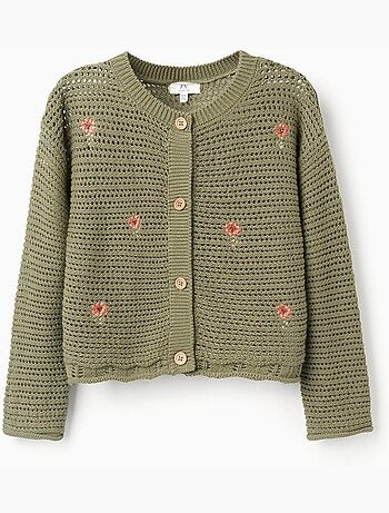 Gilet en maille avec fleurs brodées