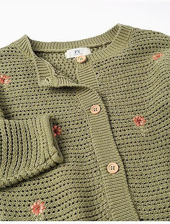 Gilet en maille avec fleurs brodées