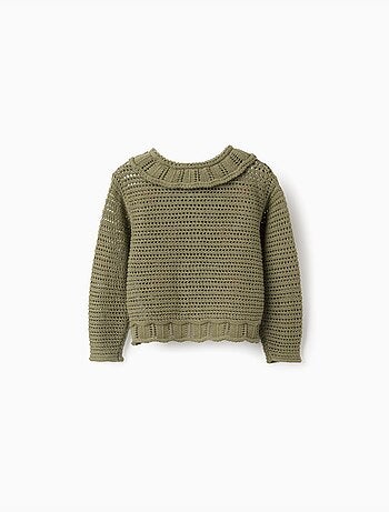 Gilet en maille avec fleurs brodées