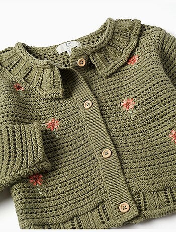 Gilet en maille avec fleurs brodées