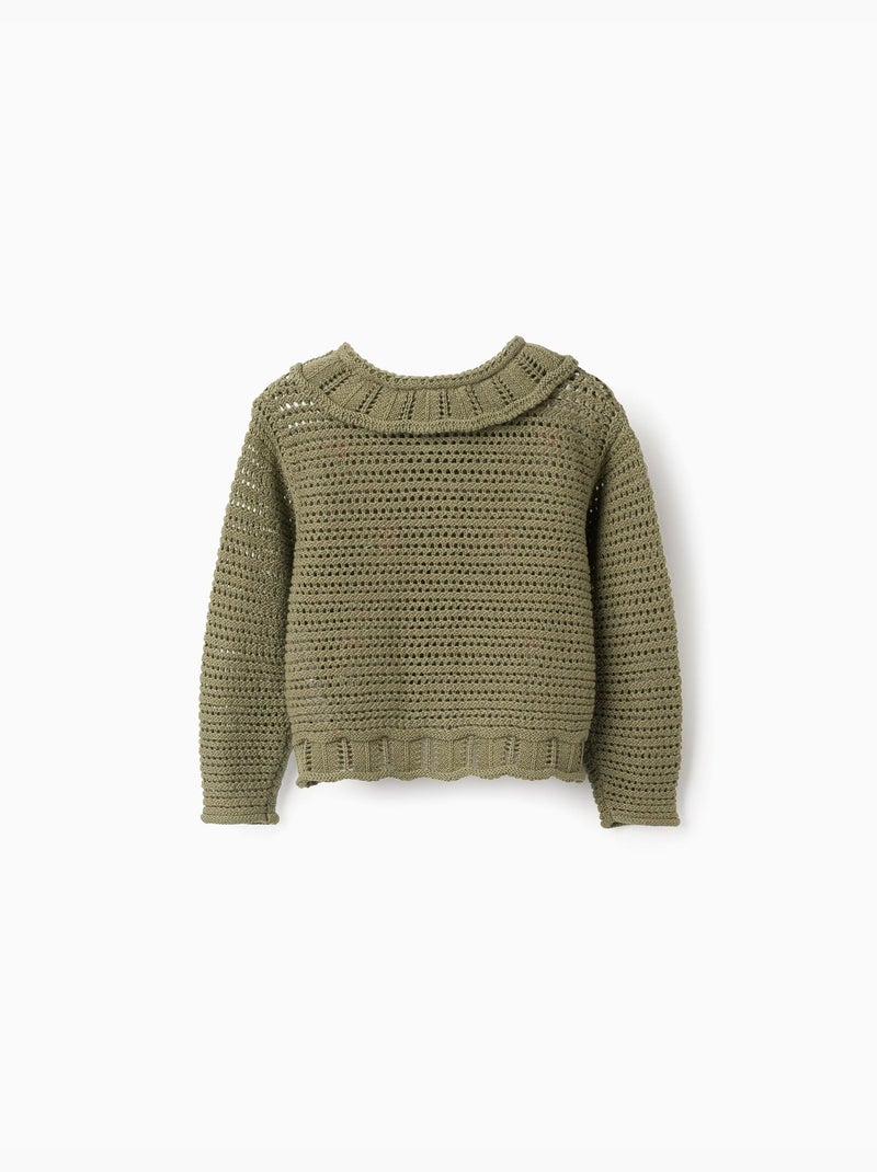 Gilet en maille avec fleurs brodées Vert foncé - Kiabi
