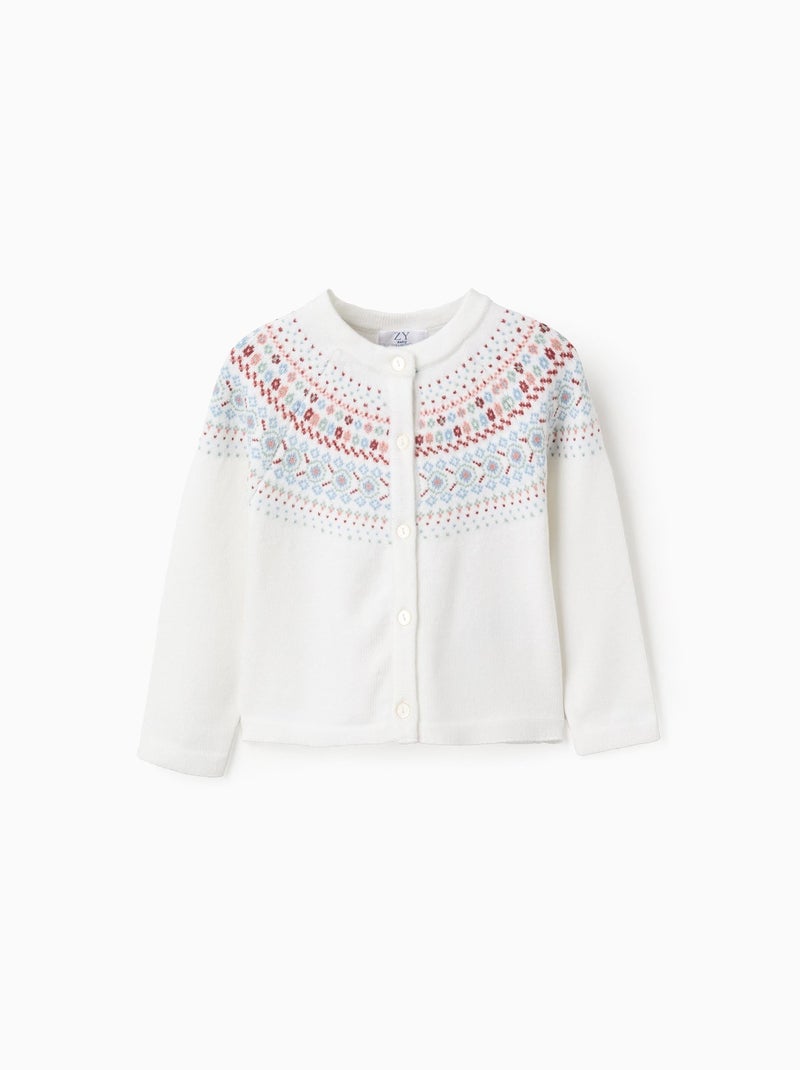 Gilet en Maille avec Jacquard Blanc - Kiabi