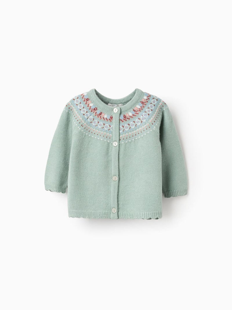 Gilet en Maille avec Jacquard Vert - Kiabi