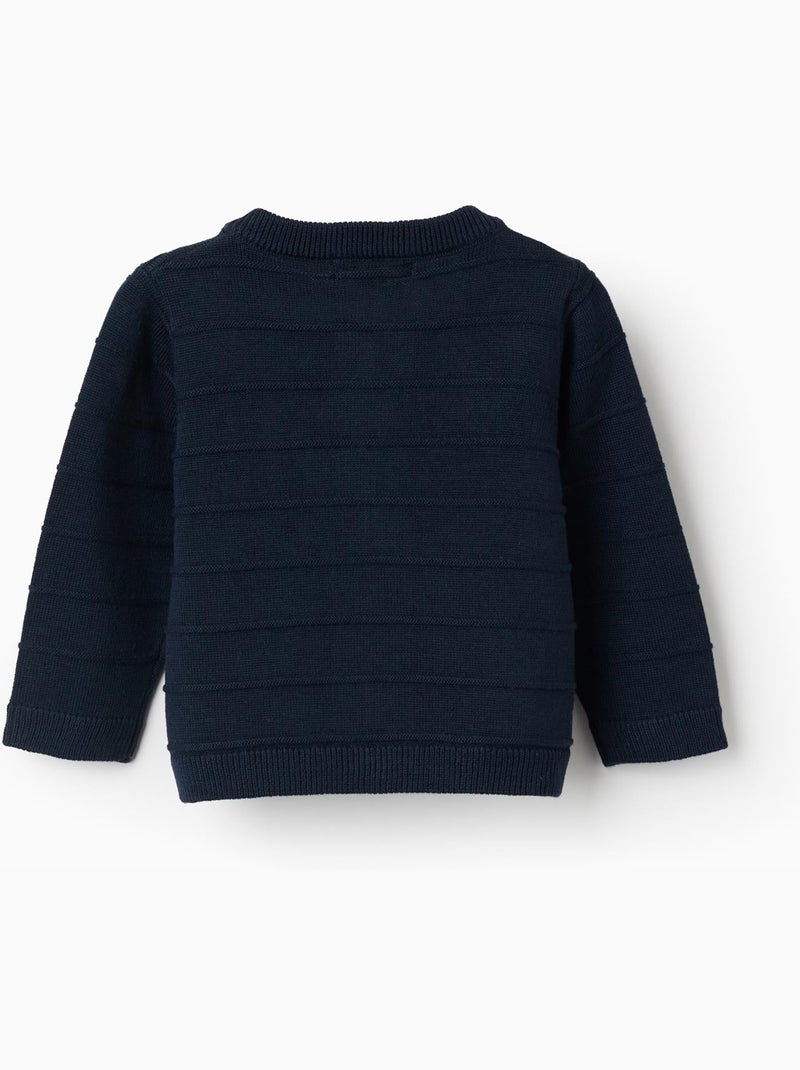 Gilet en maille avec lignes en relief Bleu Bleu - Kiabi