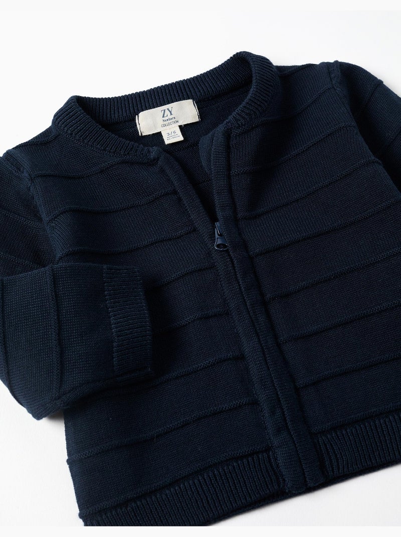 Gilet en maille avec lignes en relief Bleu Bleu - Kiabi