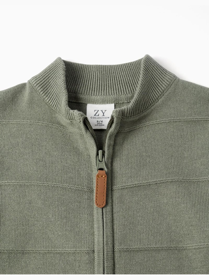 Gilet en maille avec lignes en relief Vert clair - Kiabi