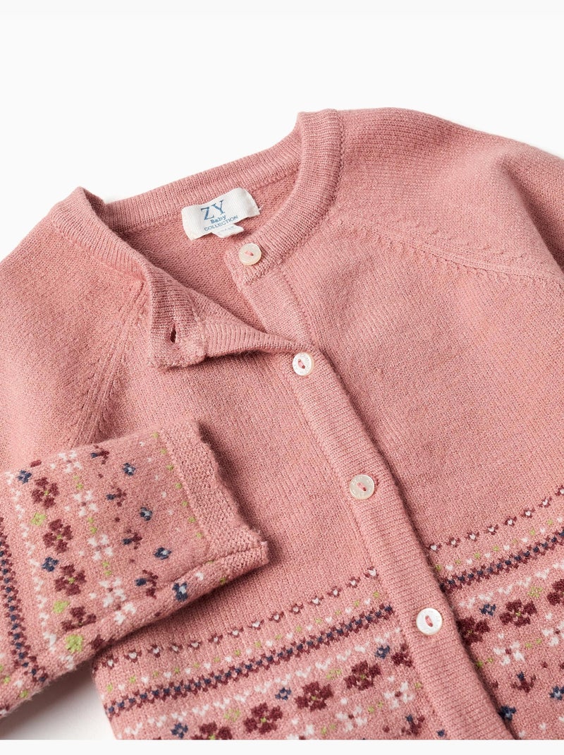 Gilet en maille avec motif jacquard Rose - Kiabi