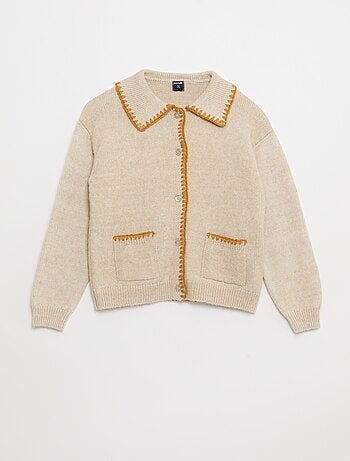 Gilet en maille avec ouverture boutonnée et poches plaquées