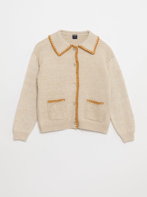 Gilet en maille avec ouverture boutonnée et poches plaquées - Kiabi