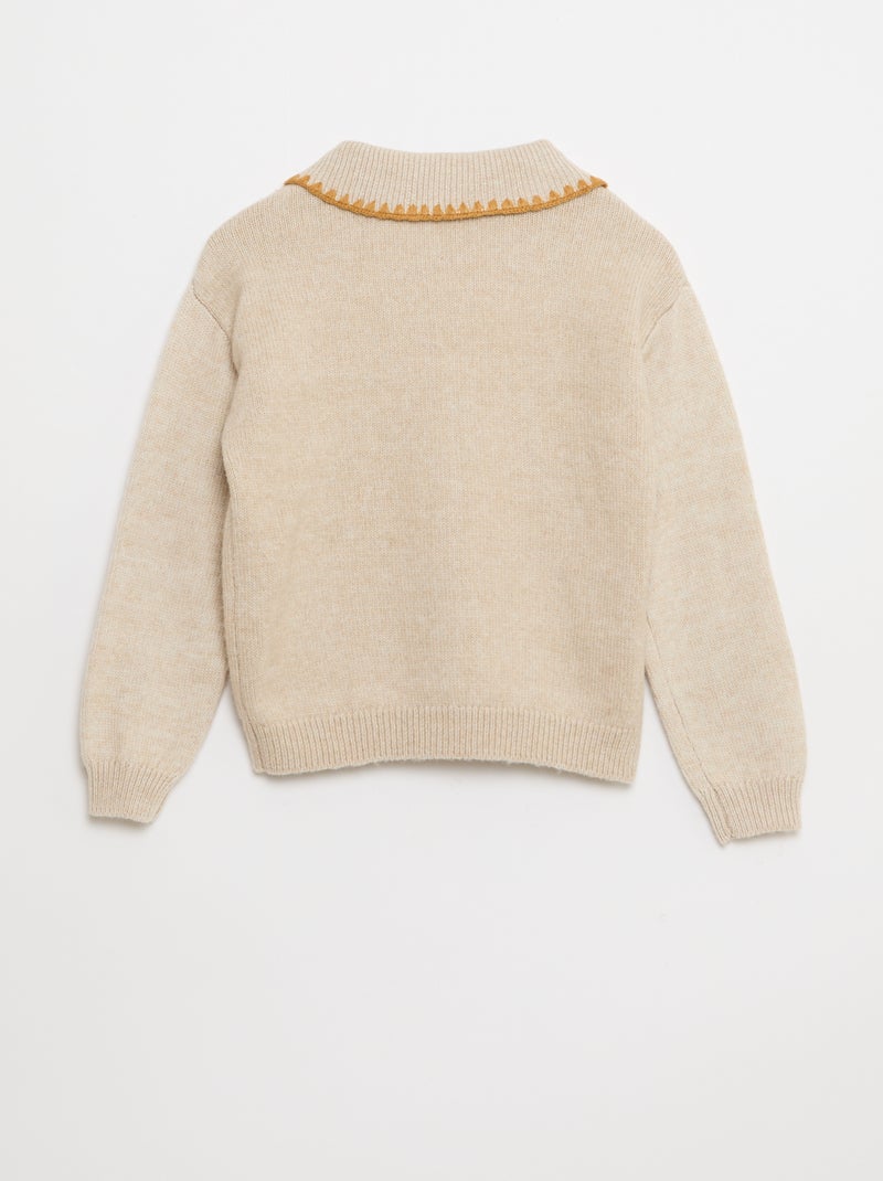 Gilet en maille avec ouverture boutonnée et poches plaquées Beige - Kiabi