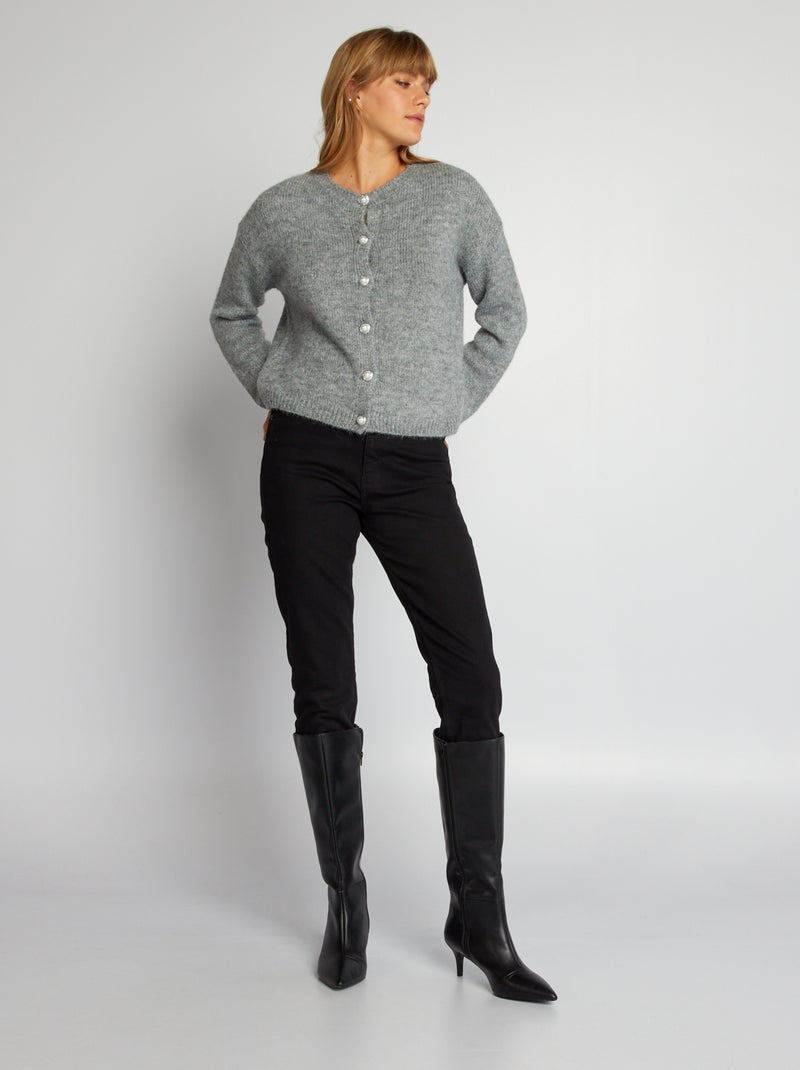 Gilet en maille avec ouverture boutonnée Gris - Kiabi