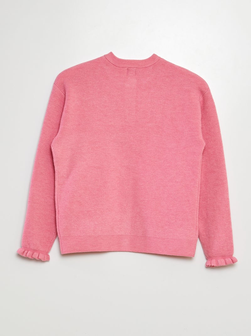 Gilet en maille avec poignets volantés rose - Kiabi