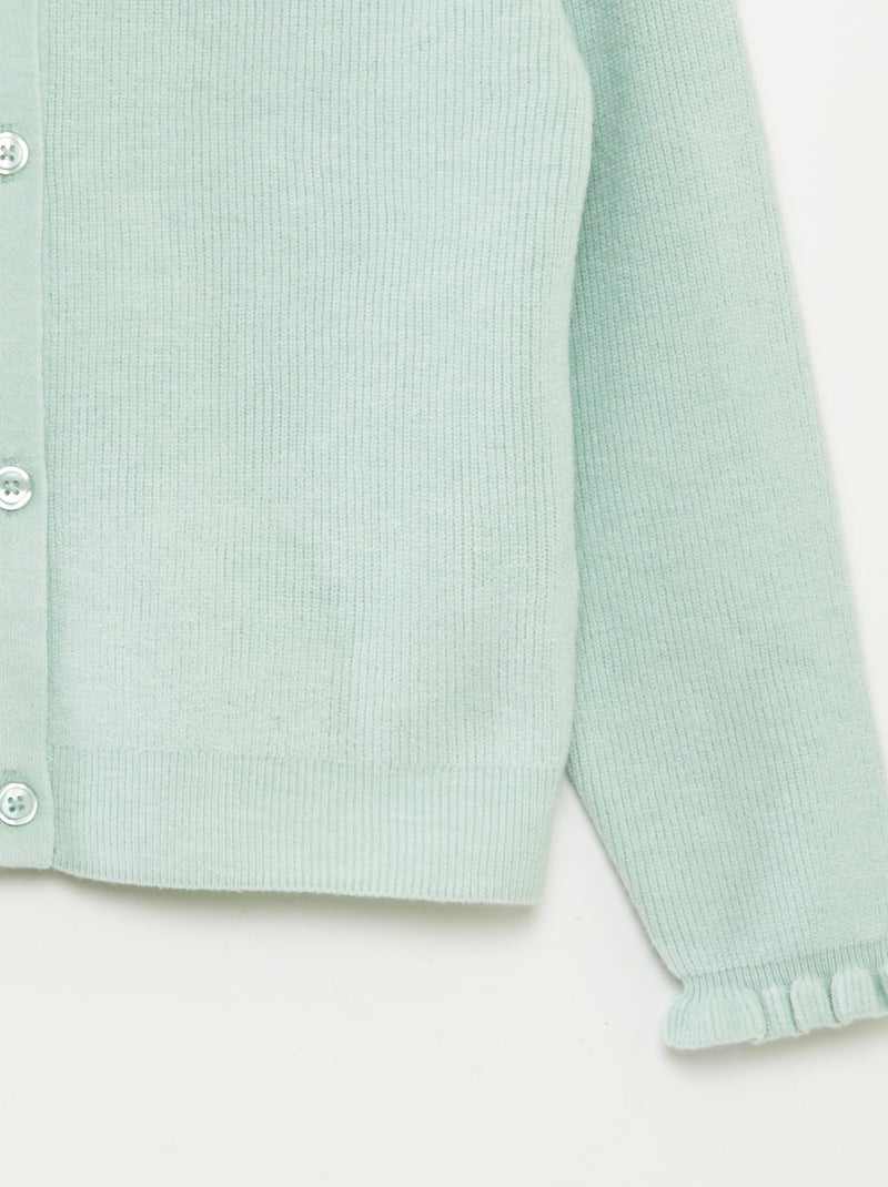 Gilet en maille avec poignets volantés VERT - Kiabi