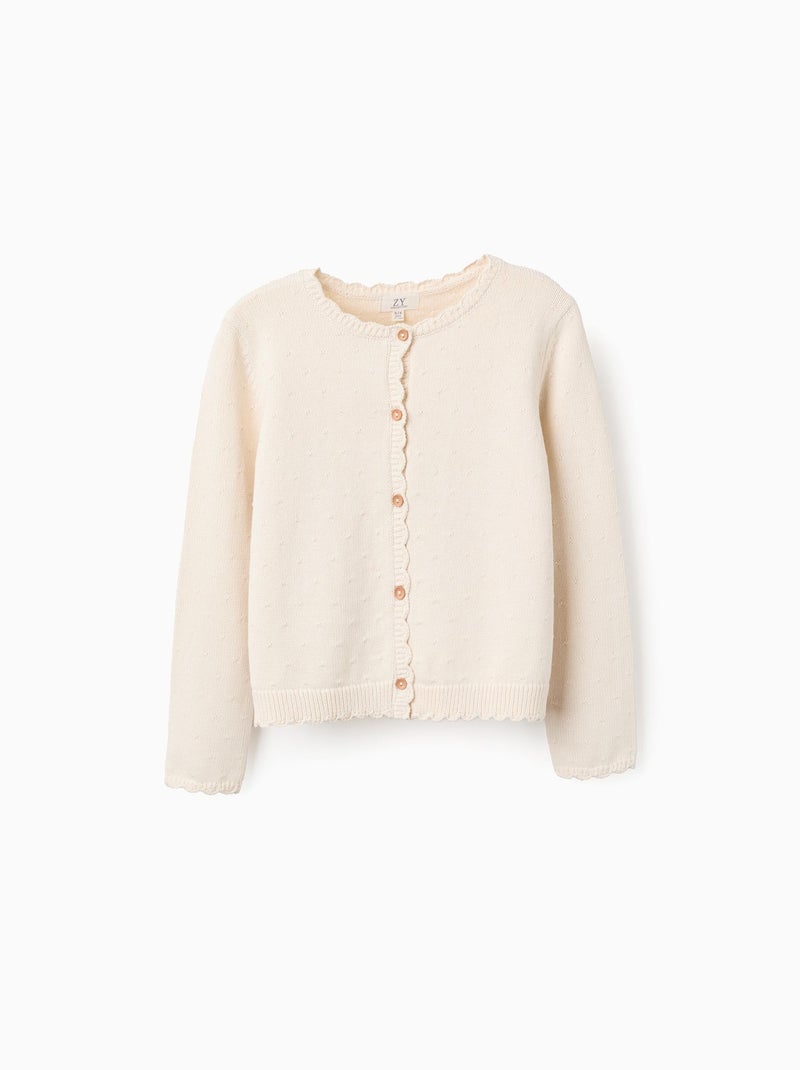Gilet en Maille avec Pois en Relief Blanc - Kiabi