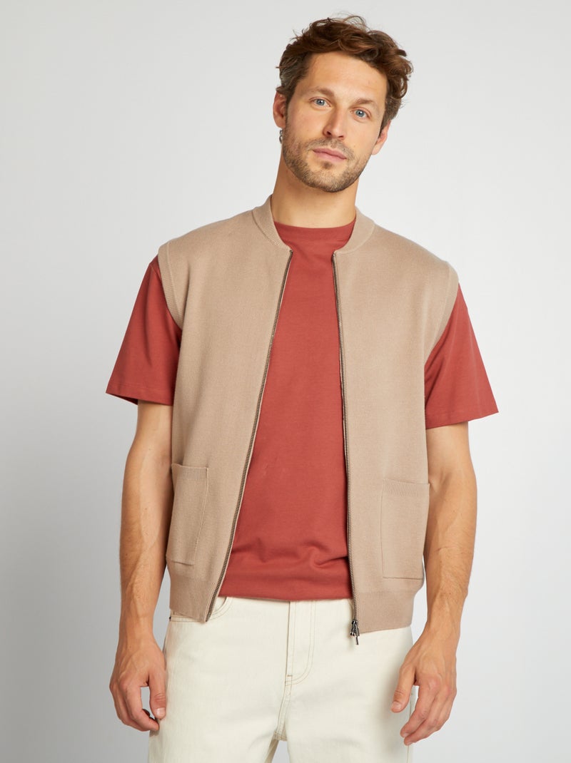 Gilet en maille beige - Kiabi