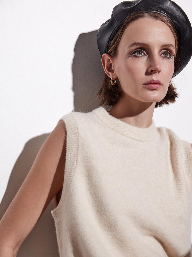 Gilet en maille Beige - Kiabi