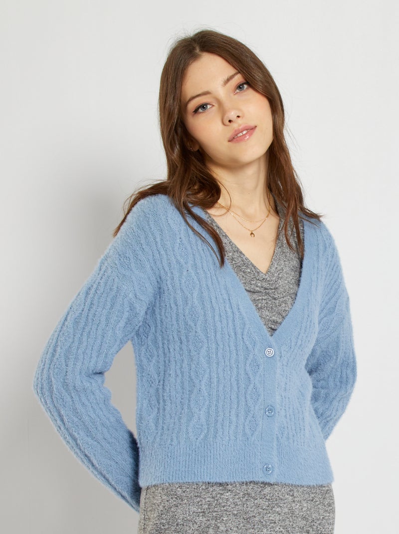 Gilet en maille bleu denim - Kiabi