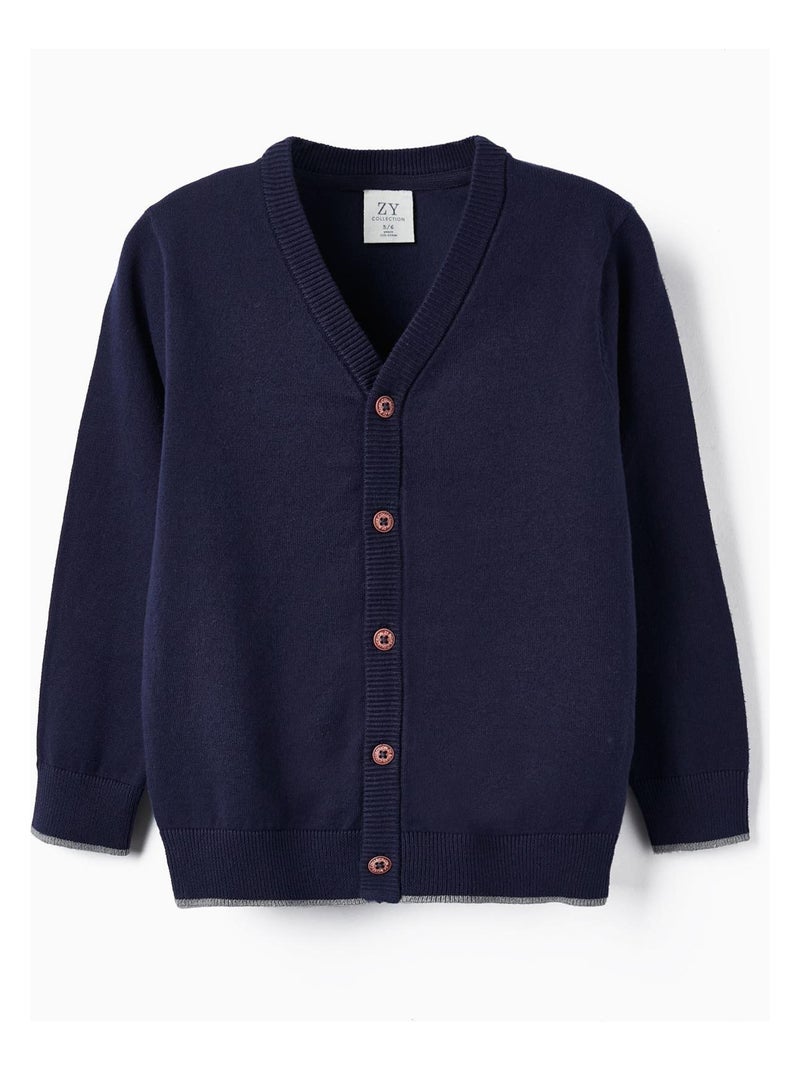Gilet en maille bleu foncé manches longues ESSENTIALS LINE Bleu foncé - Kiabi