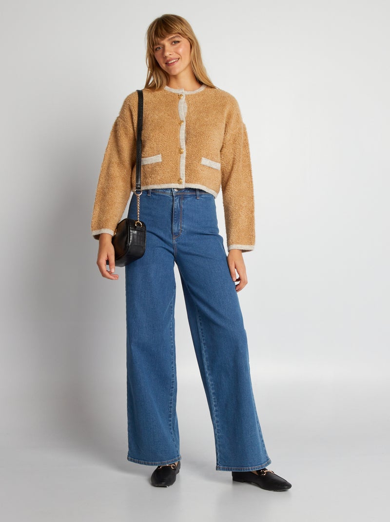 Gilet en maille bouclette Beige - Kiabi