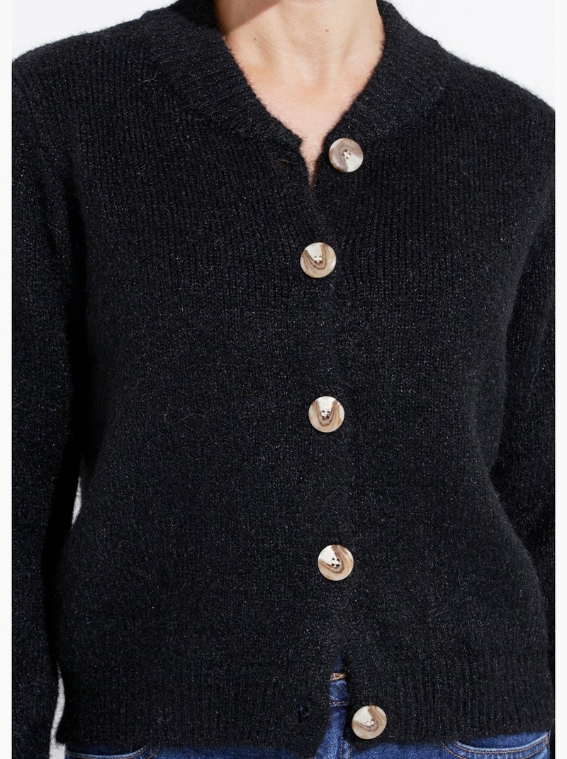 Gilet en maille col rond fantaisie - afibel Noir - Kiabi