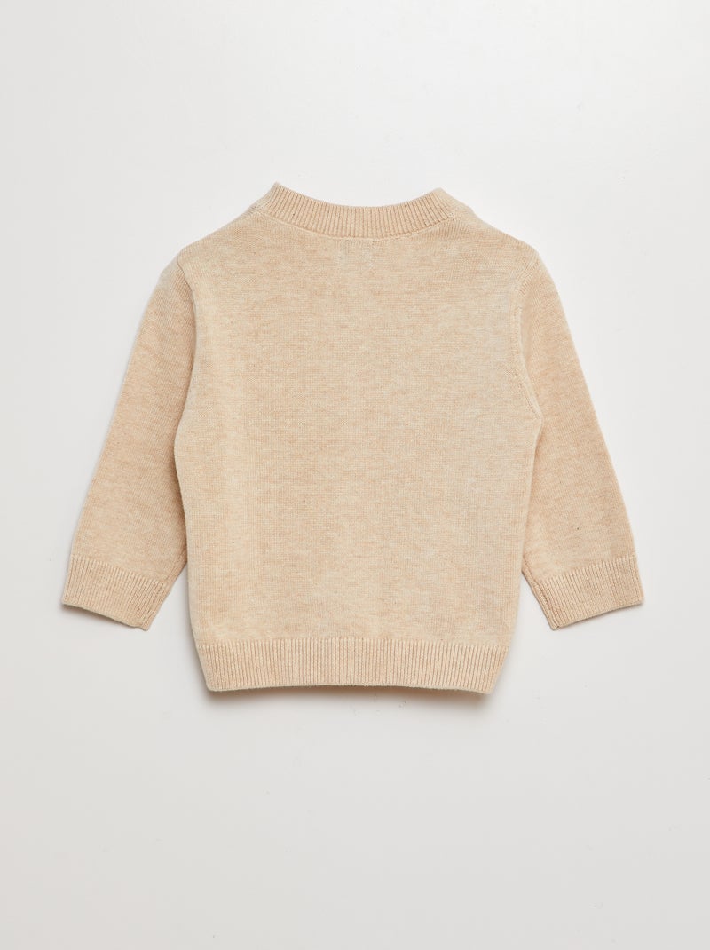 Gilet en maille col V BEIGE - Kiabi