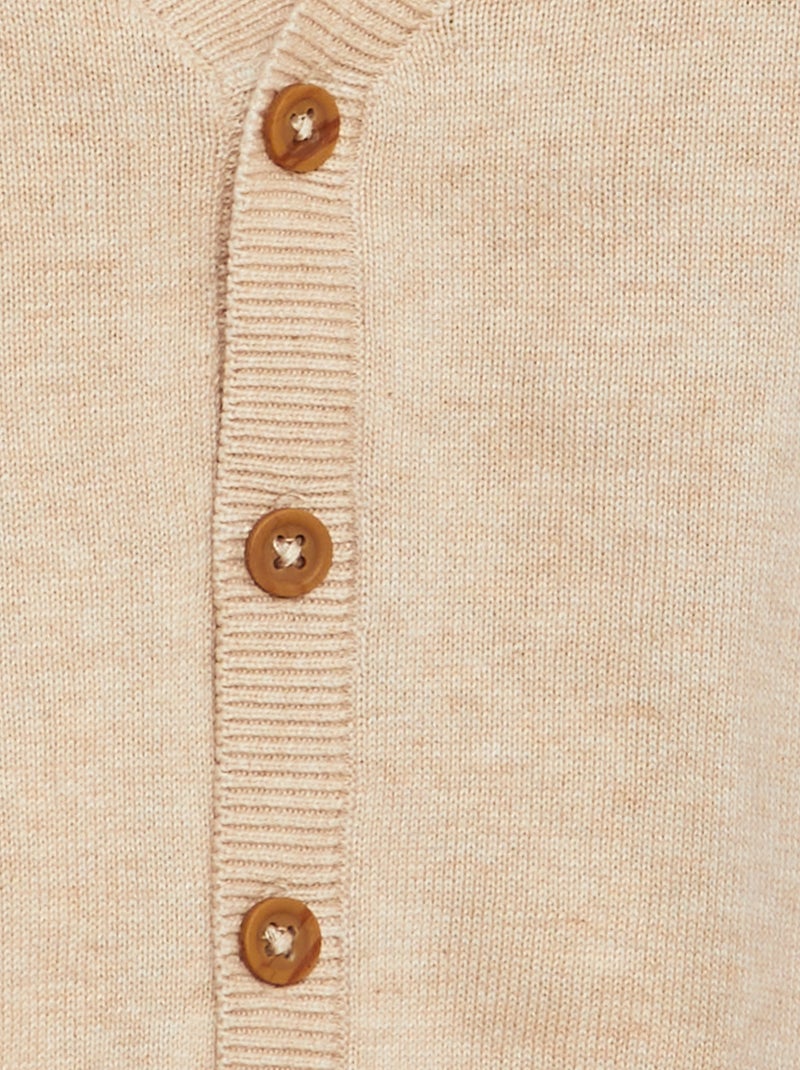 Gilet en maille col V BEIGE - Kiabi