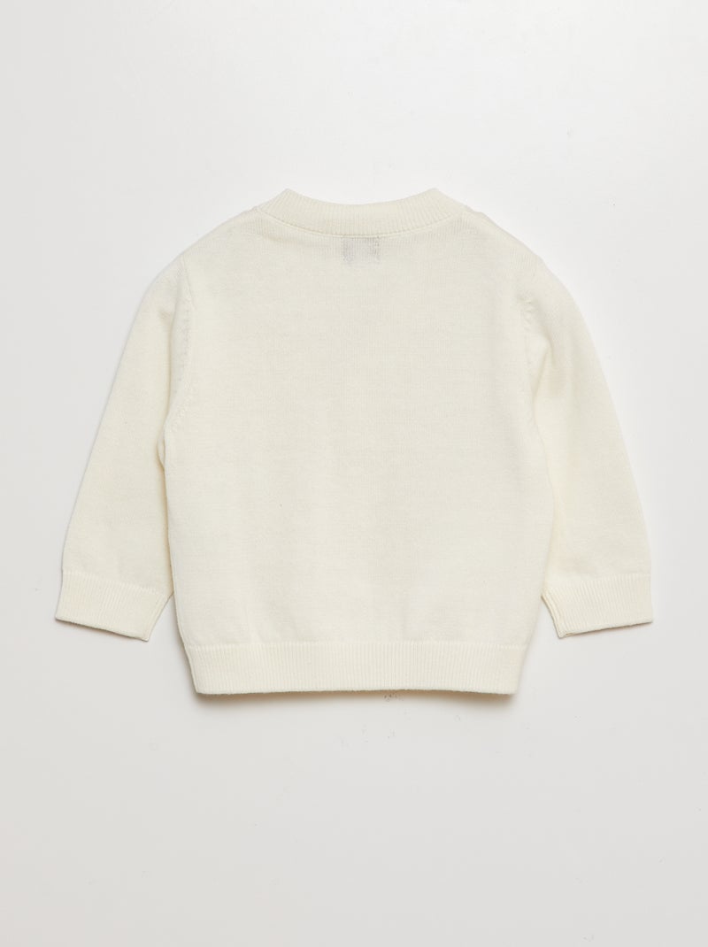 Gilet en maille col V blanc - Kiabi