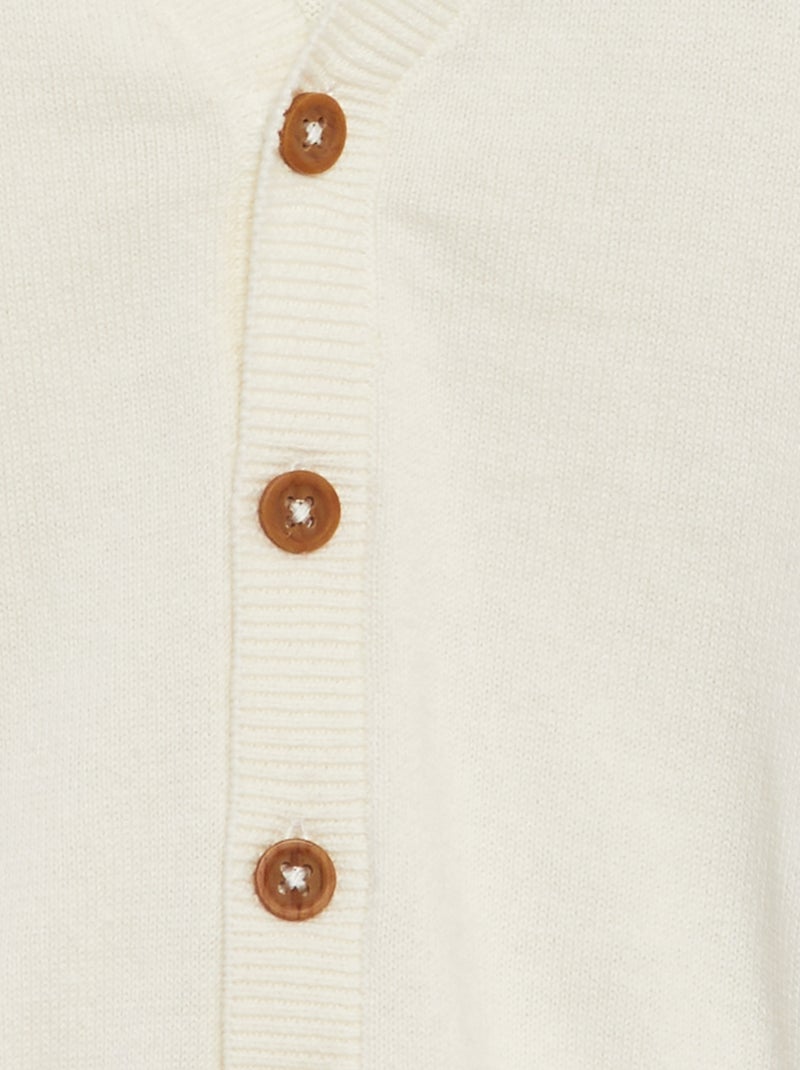 Gilet en maille col V blanc - Kiabi