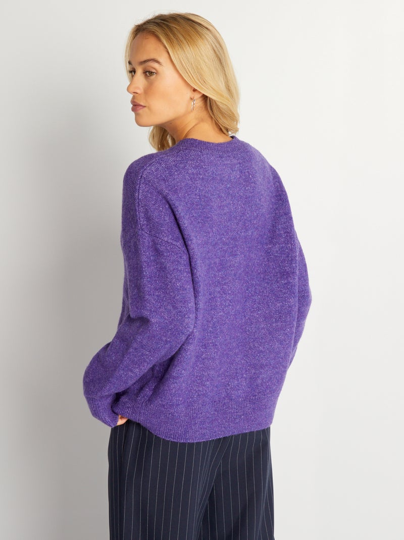 Gilet en maille colorée Violet - Kiabi