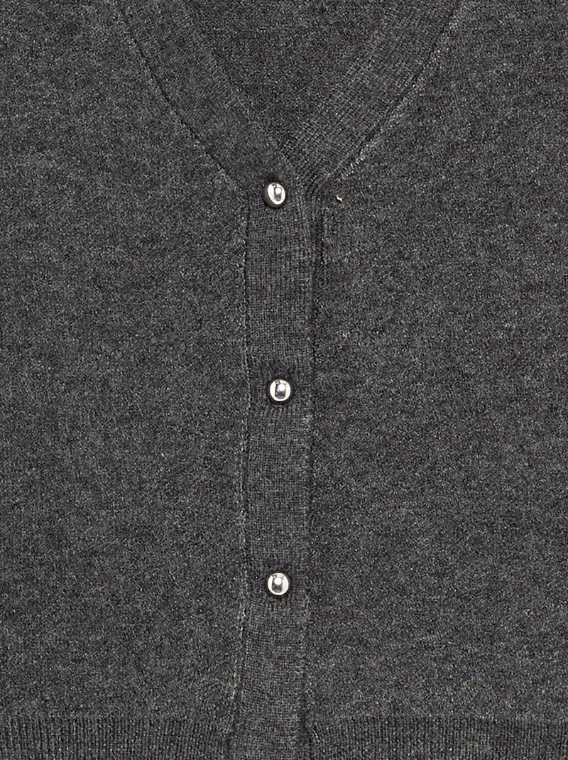 Gilet en maille compacte avec boutons argentés Gris/Gris moyen - Kiabi