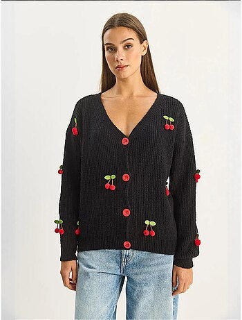 Gilet en maille côtelée à col v avec fermeture boutonnée lucci