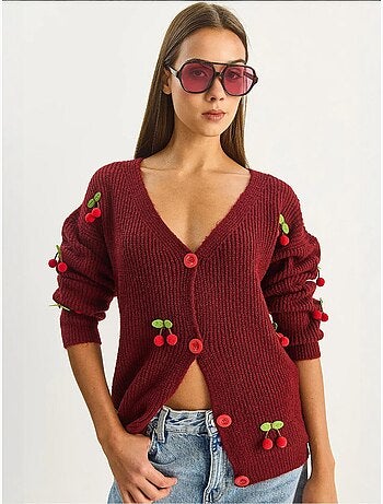 Gilet en maille côtelée à col v avec fermeture boutonnée lucci