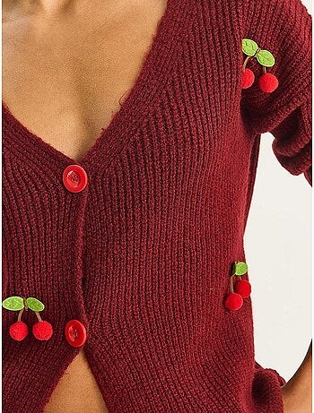 Gilet en maille côtelée à col v avec fermeture boutonnée lucci