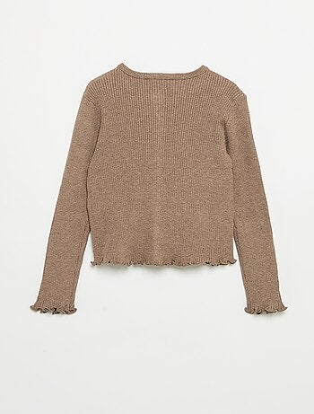 Gilet en maille côtelée à manches longues