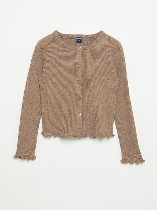 Gilet en maille côtelée à manches longues - Kiabi