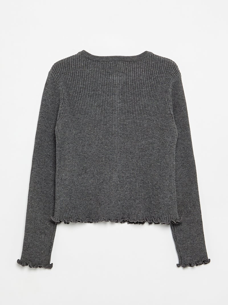 Gilet en maille côtelée à manches longues Gris - Kiabi