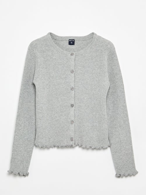 Gilet en maille côtelée à manches longues - Kiabi