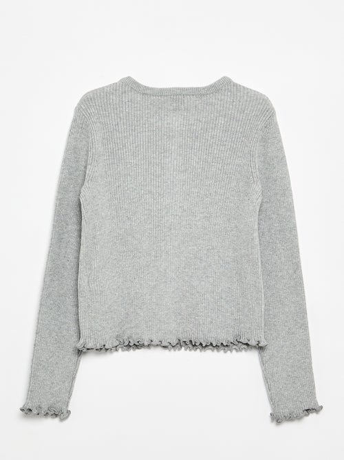 Gilet en maille côtelée à manches longues - Kiabi