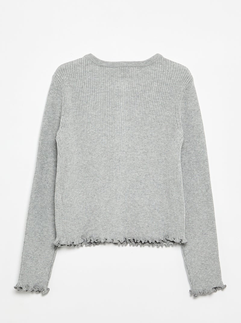 Gilet en maille côtelée à manches longues Gris - Kiabi