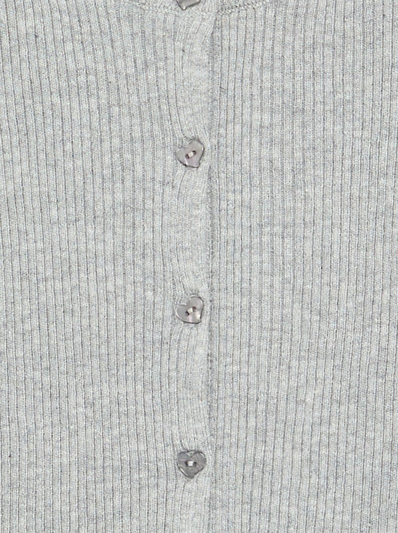 Gilet en maille côtelée à manches longues Gris - Kiabi