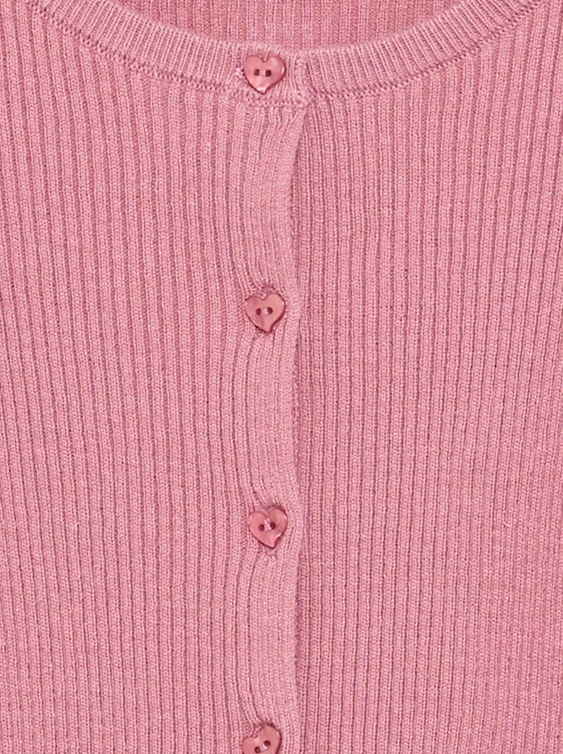 Gilet en maille côtelée à manches longues Rose - Kiabi