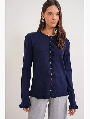 Gilet en maille côtelée à volants mixray