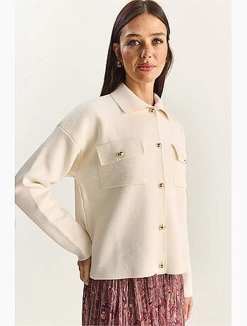 Gilet en maille côtelée avec col polo et fermeture boutonnée lucci