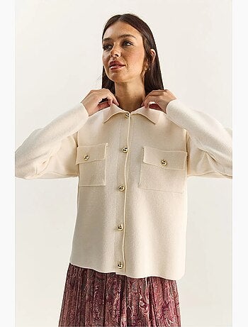 Gilet en maille côtelée avec col polo et fermeture boutonnée lucci