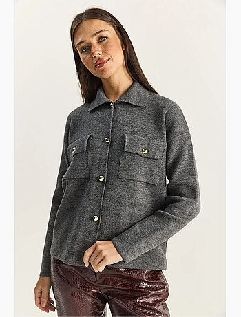 Gilet en maille côtelée avec col polo et fermeture boutonnée lucci