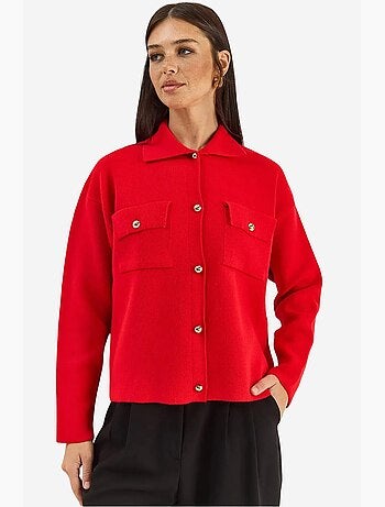 Gilet en maille côtelée avec col polo et fermeture boutonnée lucci