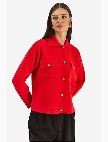 Gilet en maille côtelée avec col polo et fermeture boutonnée lucci