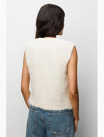 Gilet en maille côtelée avec détails en fausse fourrure mixray