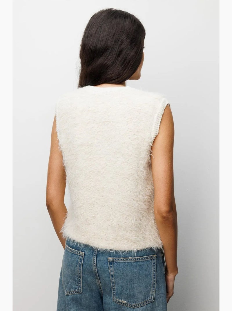 Gilet en maille côtelée avec détails en fausse fourrure mixray Beige - Kiabi